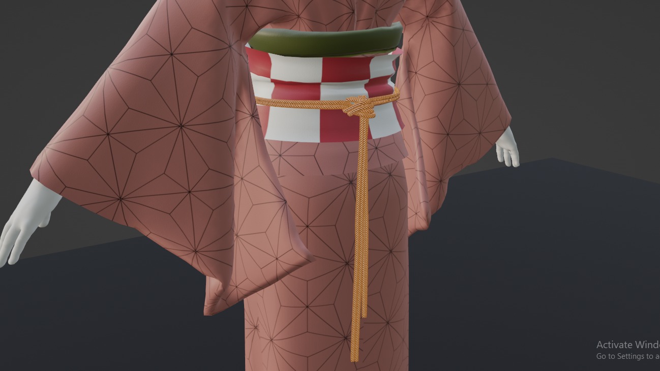 Nezuko Kamado Kimono Kimetsu No Yaiba Free Animation Low-poly 3D model_27
