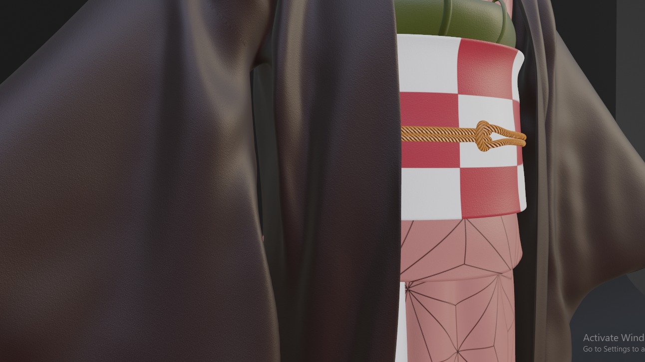 Nezuko Kamado Kimono Kimetsu No Yaiba Free Animation Low-poly 3D model_47