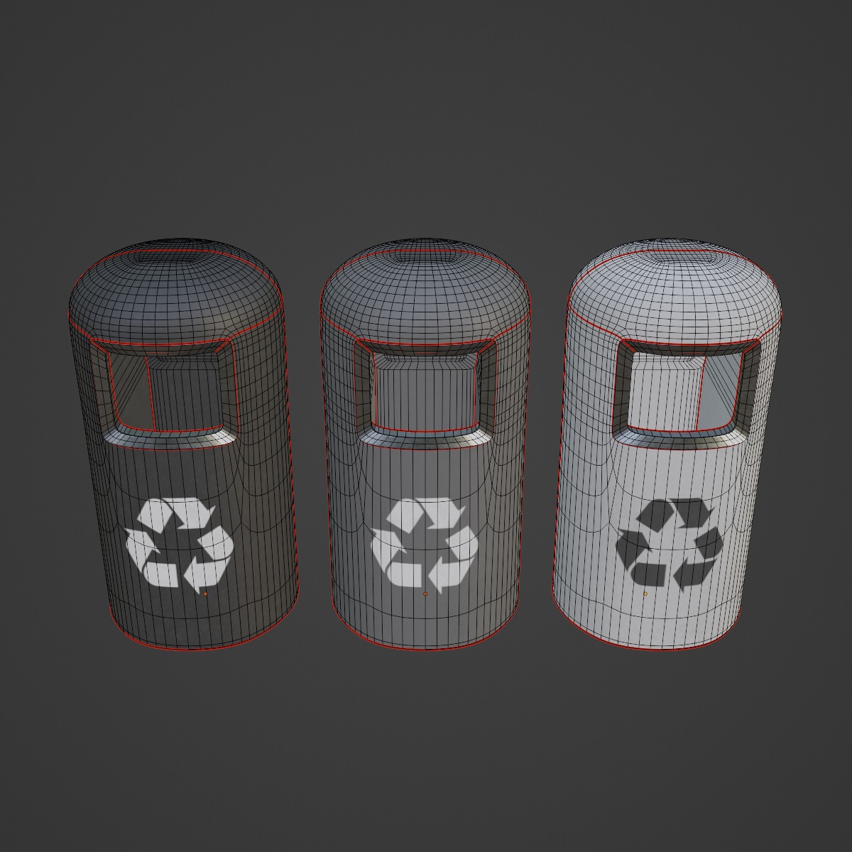 Trashbin 01 Low-poly 3D model_7