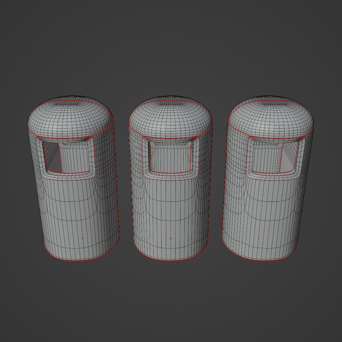 Trashbin 01 Low-poly 3D model_9