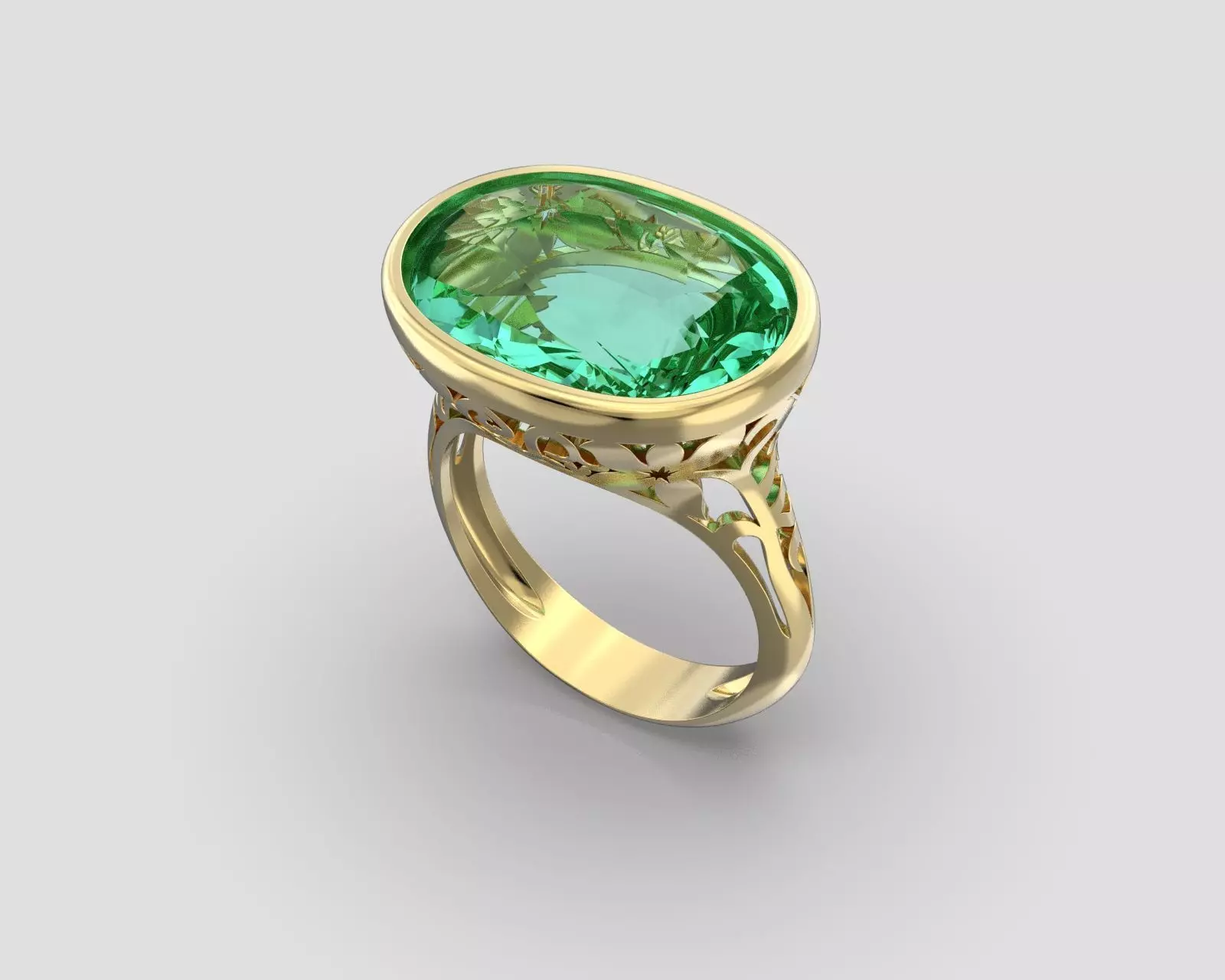 Ring R 206 cocktail gem ring 3D print model