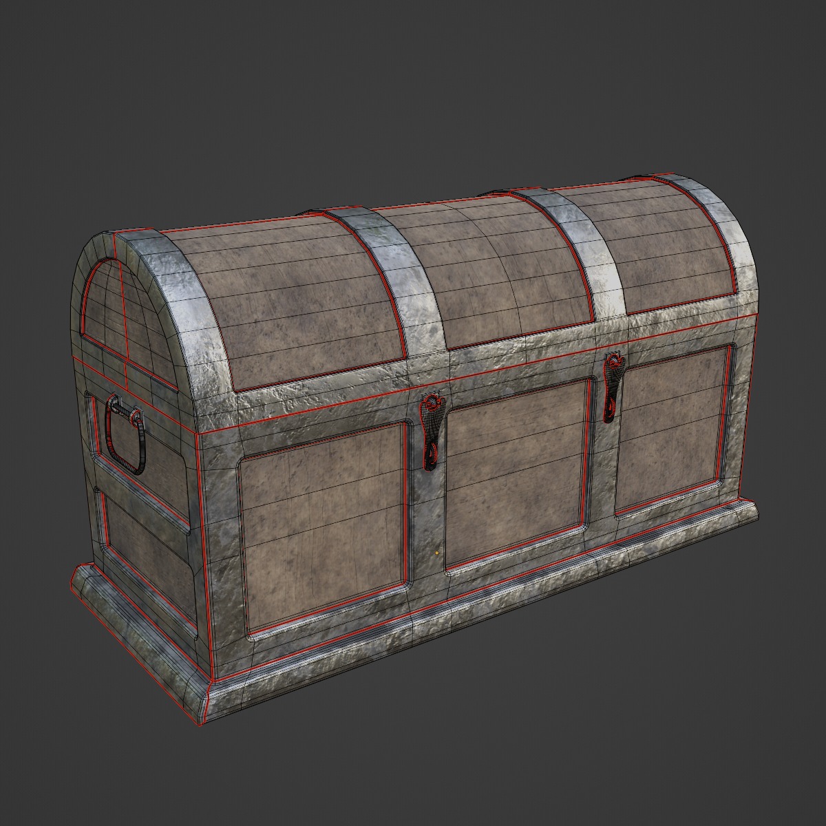 Wooden Treasure Chest 01 Low-poly 3D model_7