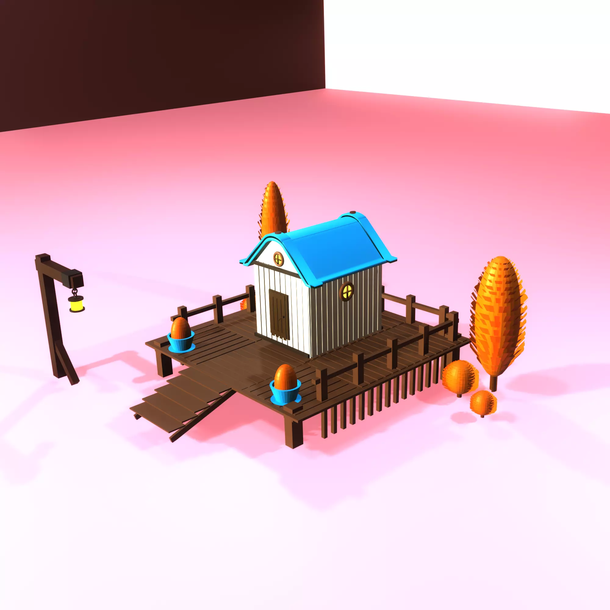 Blender Lowpoly Cartoon Forest House Low-poly 3D model