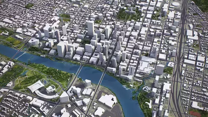 Austin - City 3D Model Low-poly 3D model