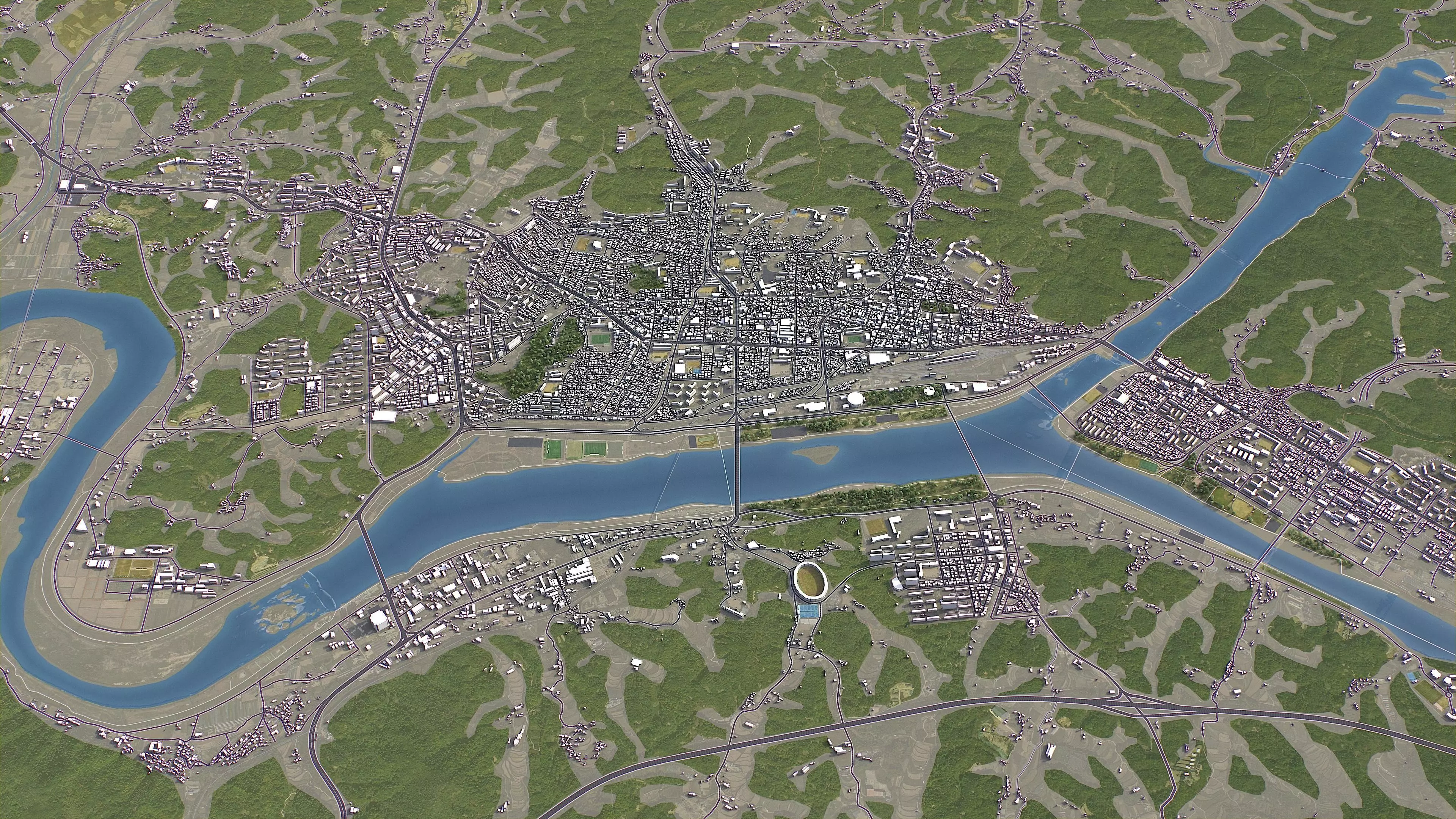 Andong - City 3D Model Low-poly 3D model