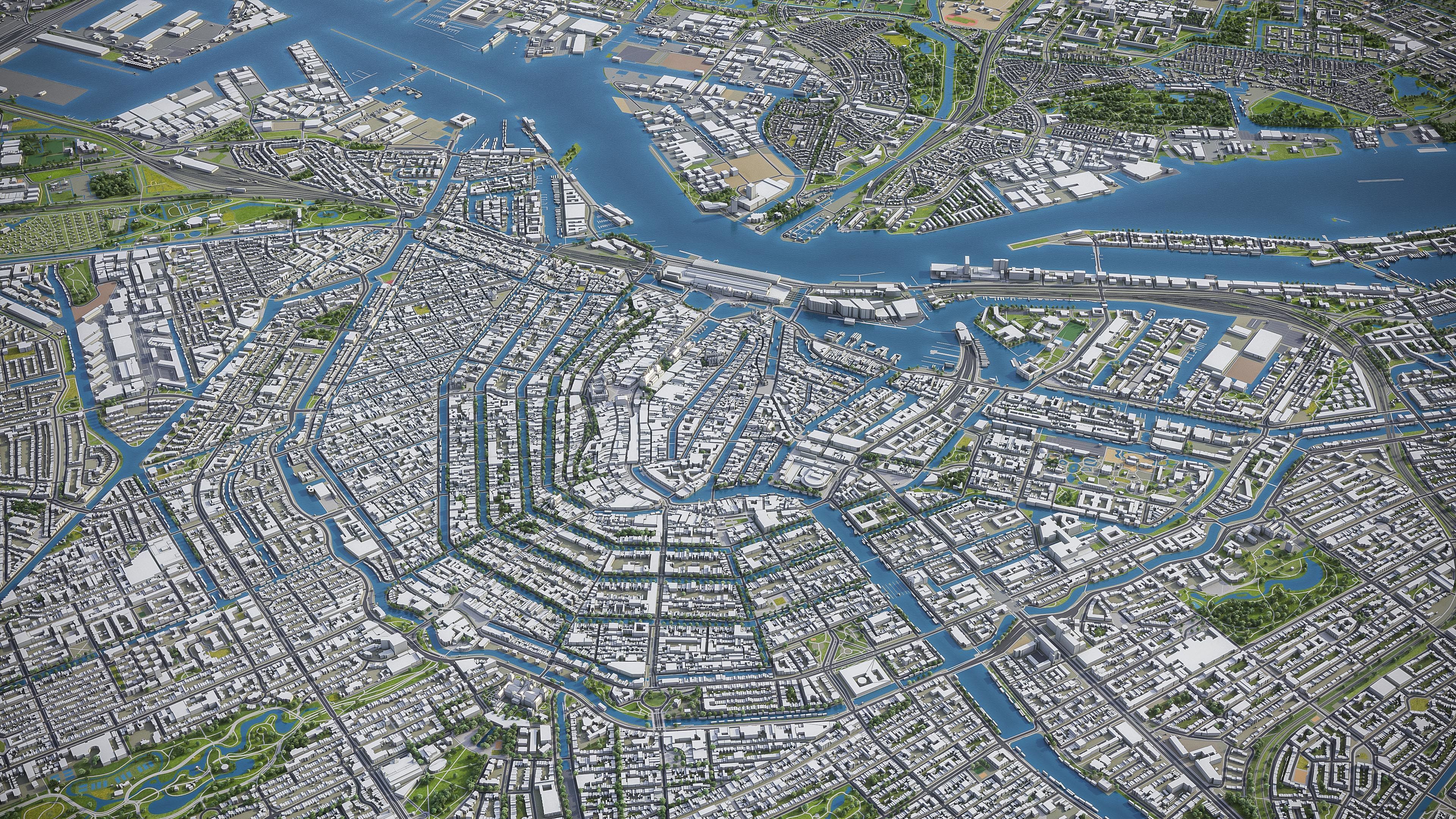 Amsterdam - City 3D Model Low-poly 3D model_1