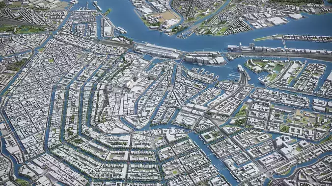 Amsterdam - City 3D Model Low-poly 3D model