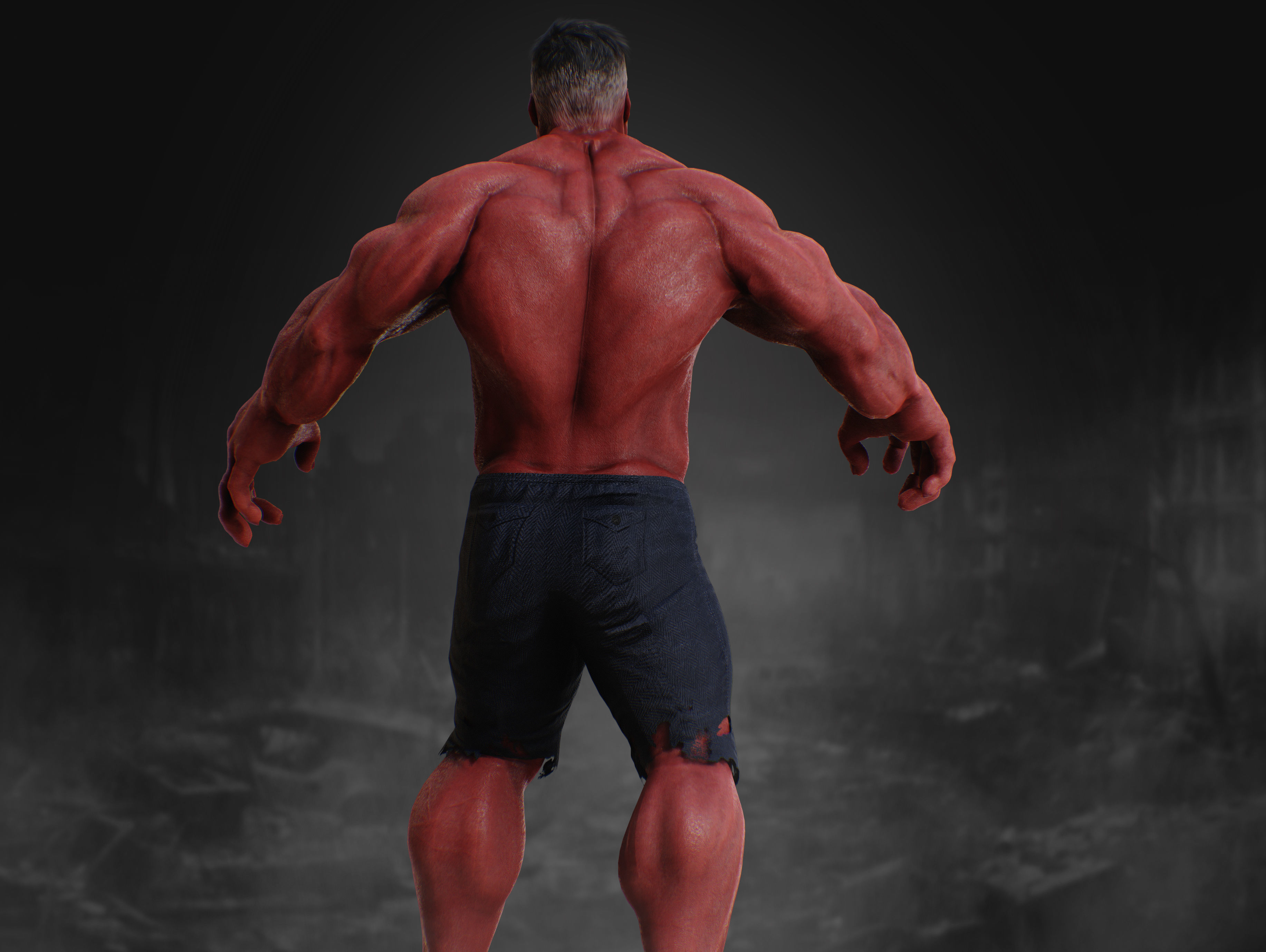Red Hulk Low-poly 3D model_10