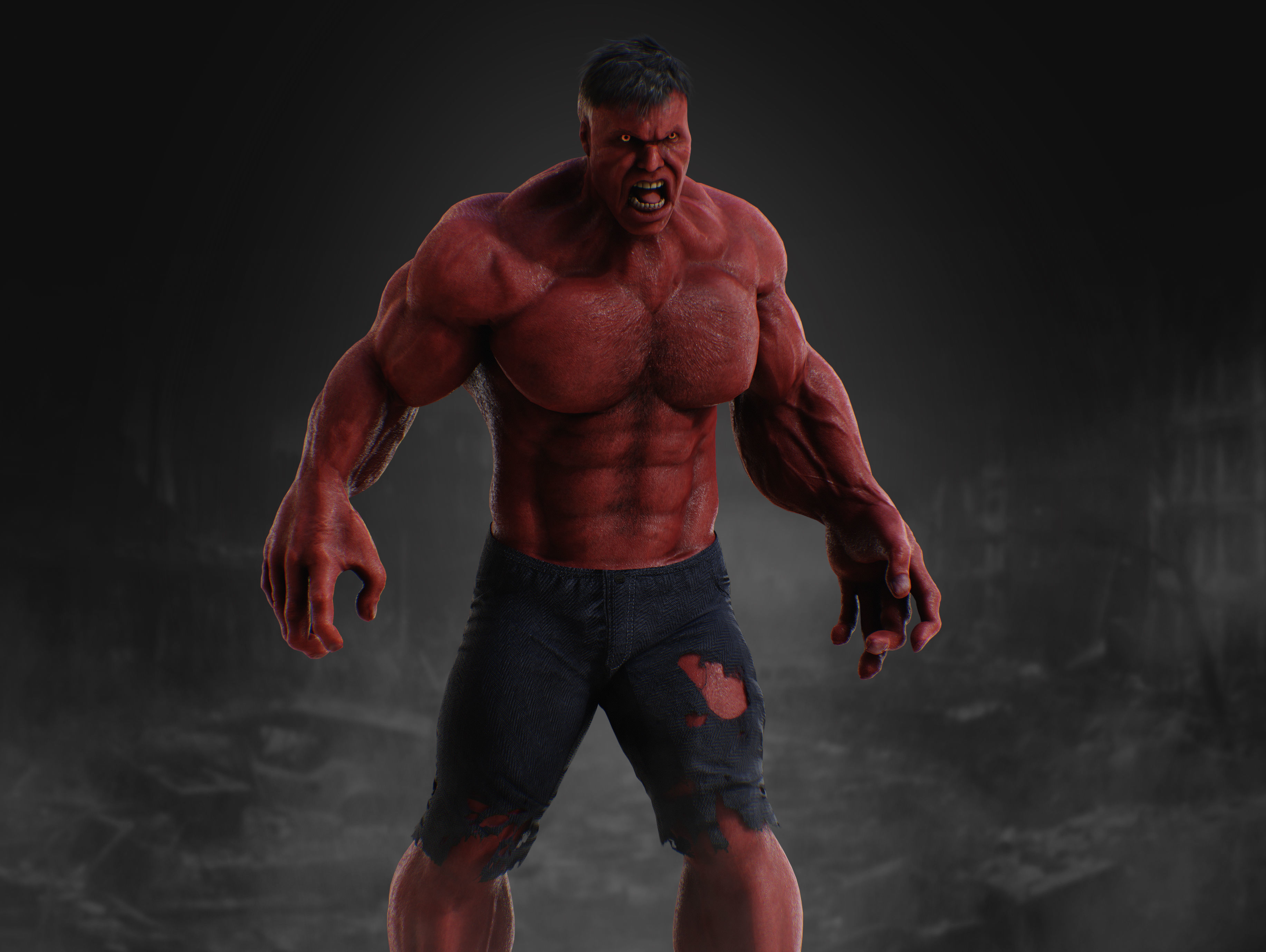 Red Hulk Low-poly 3D model_5