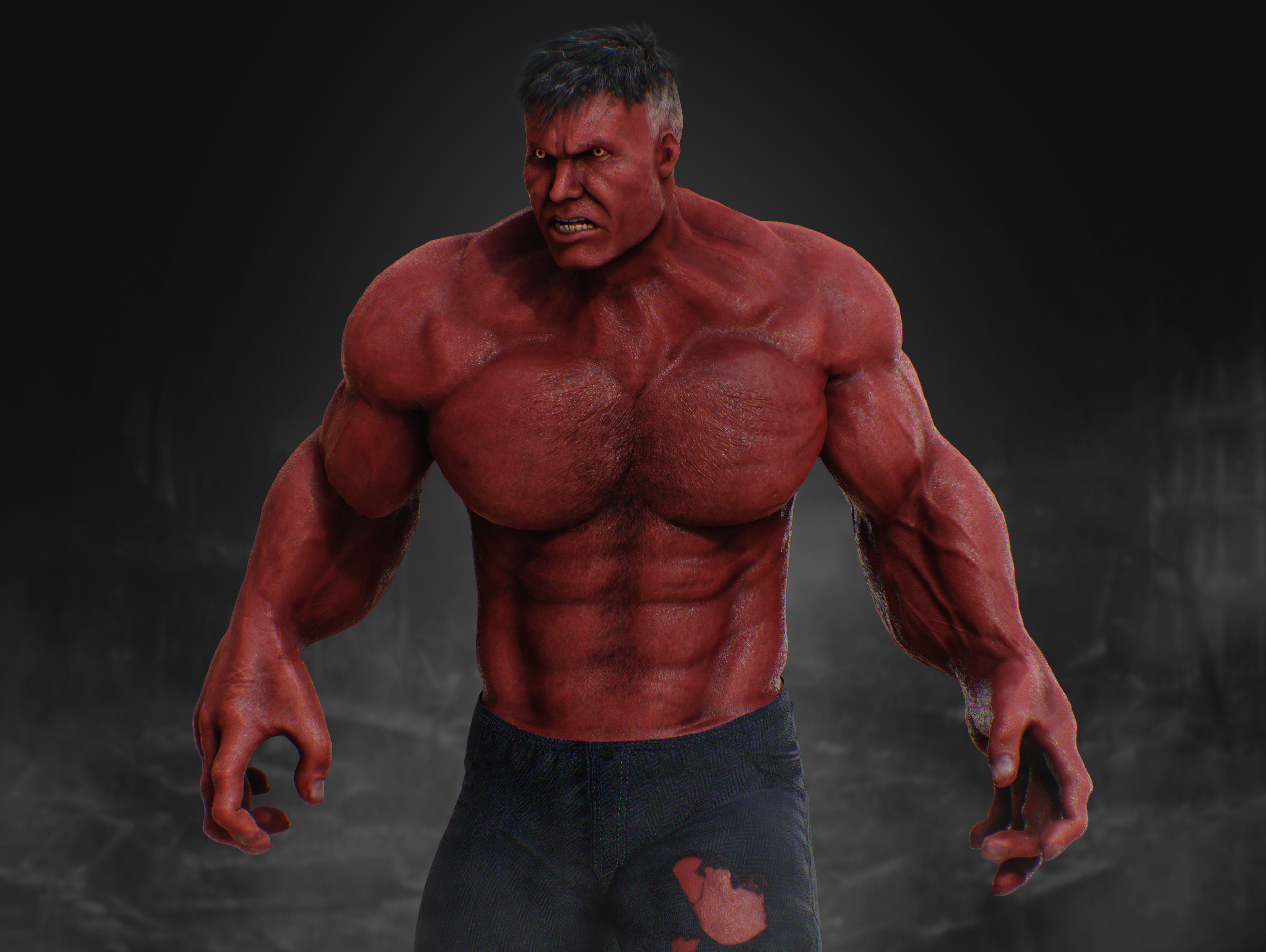 Red Hulk Low-poly 3D model_6