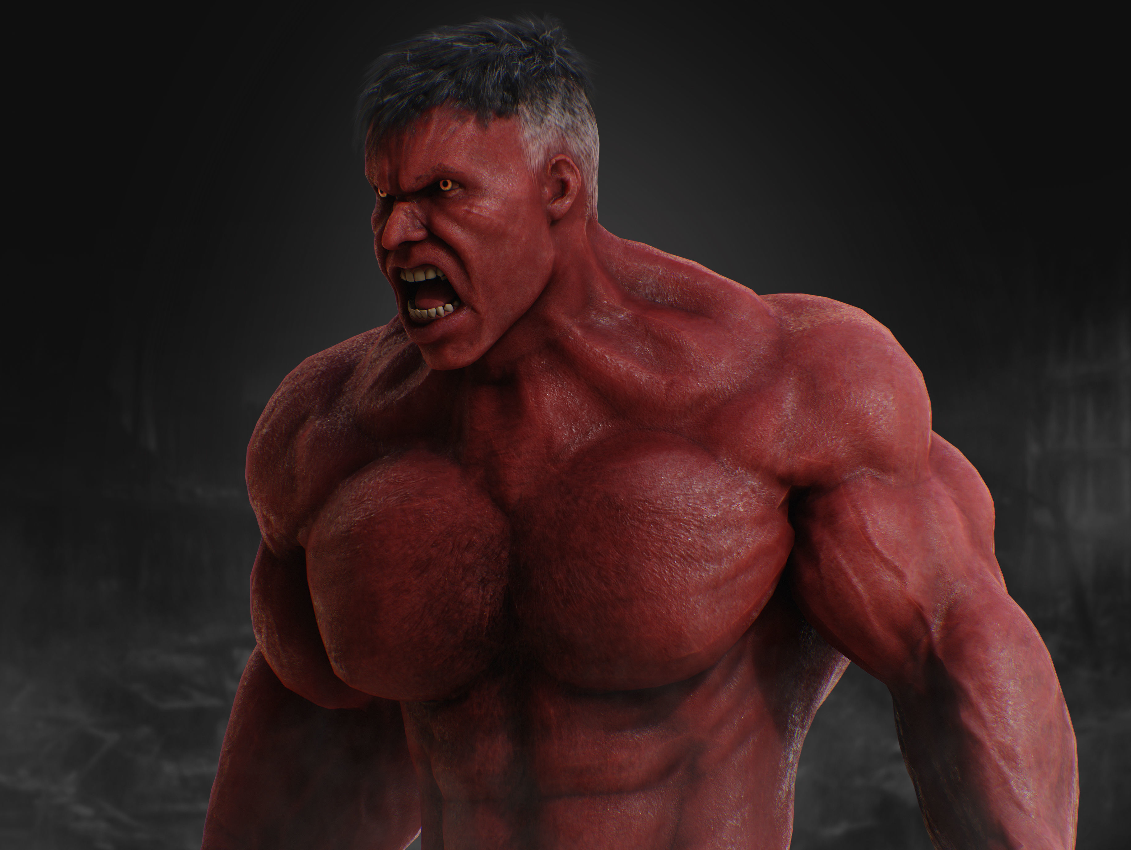 Red Hulk Low-poly 3D model_4