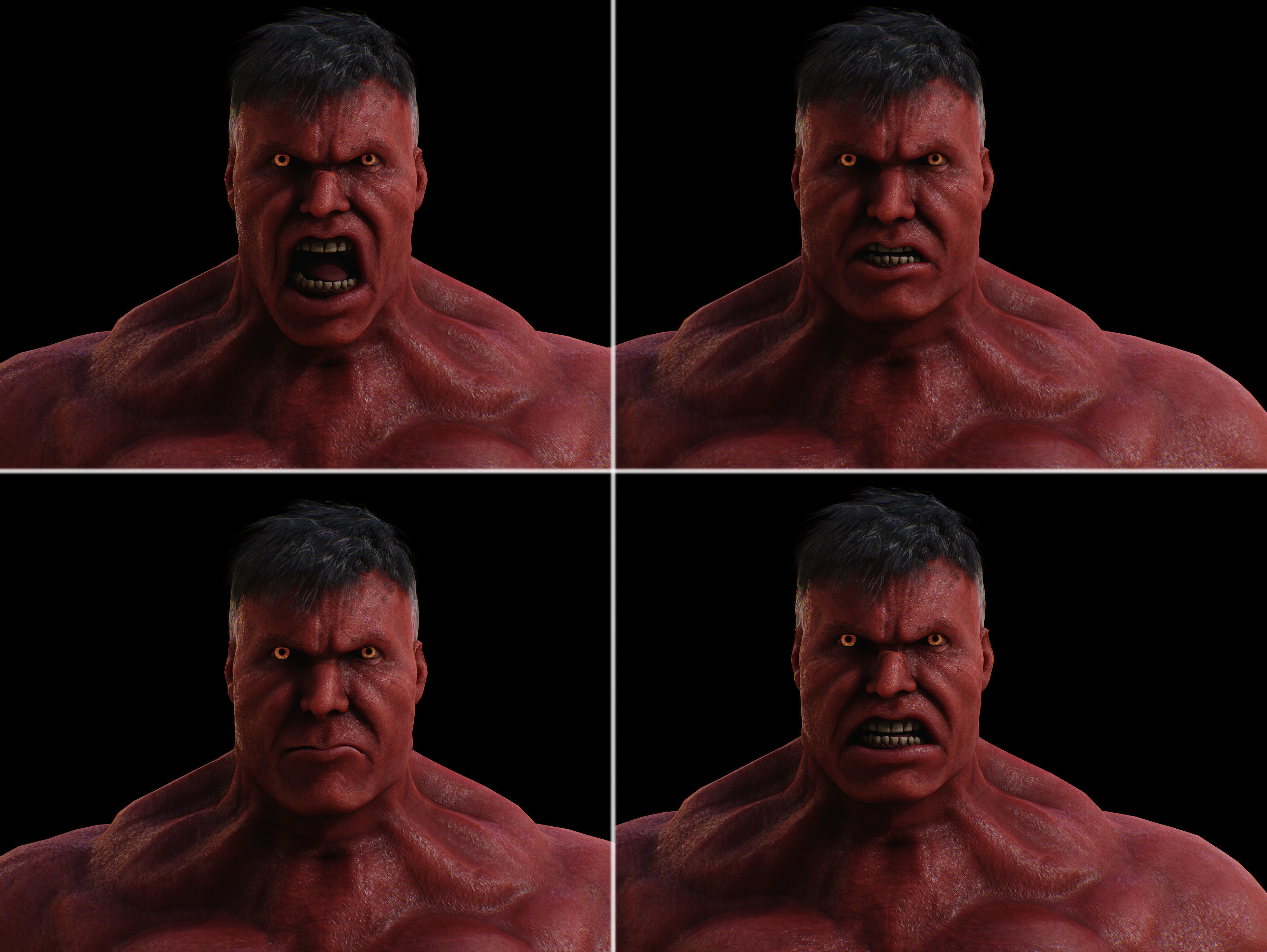 Red Hulk Low-poly 3D model_7