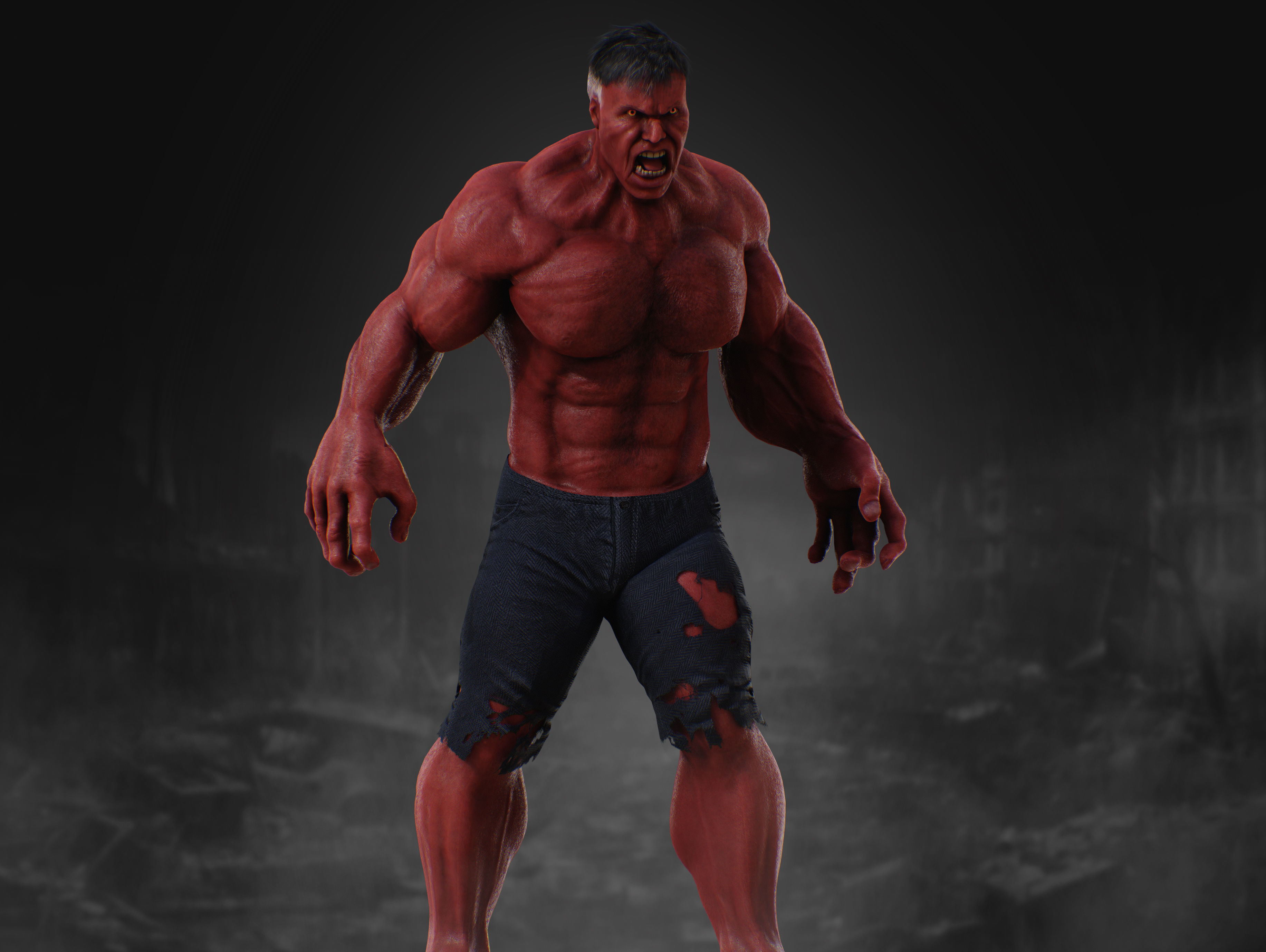 Red Hulk Low-poly 3D model_13