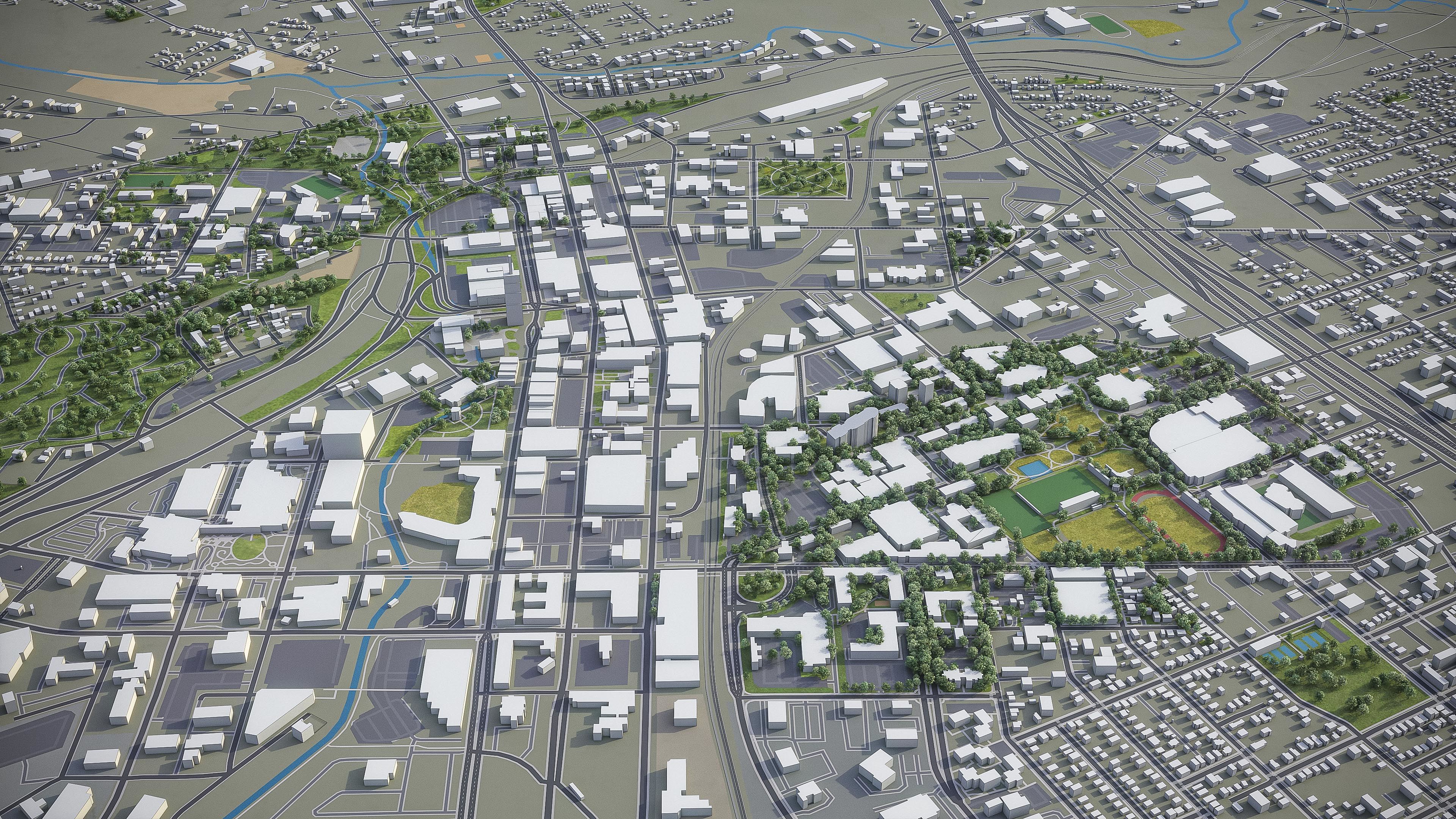 Akron  - City 3D Model Low-poly 3D model_1