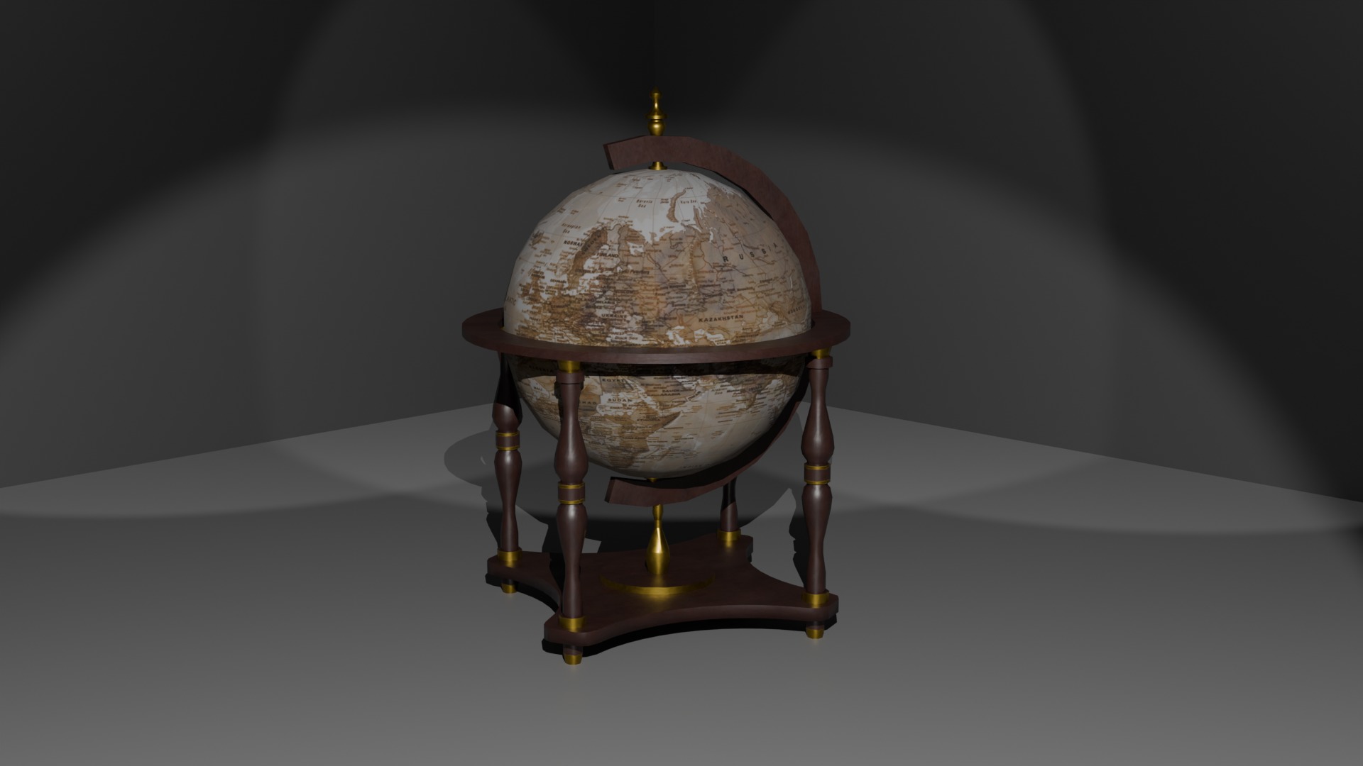 Vintage Globe Low-poly 3D model_2