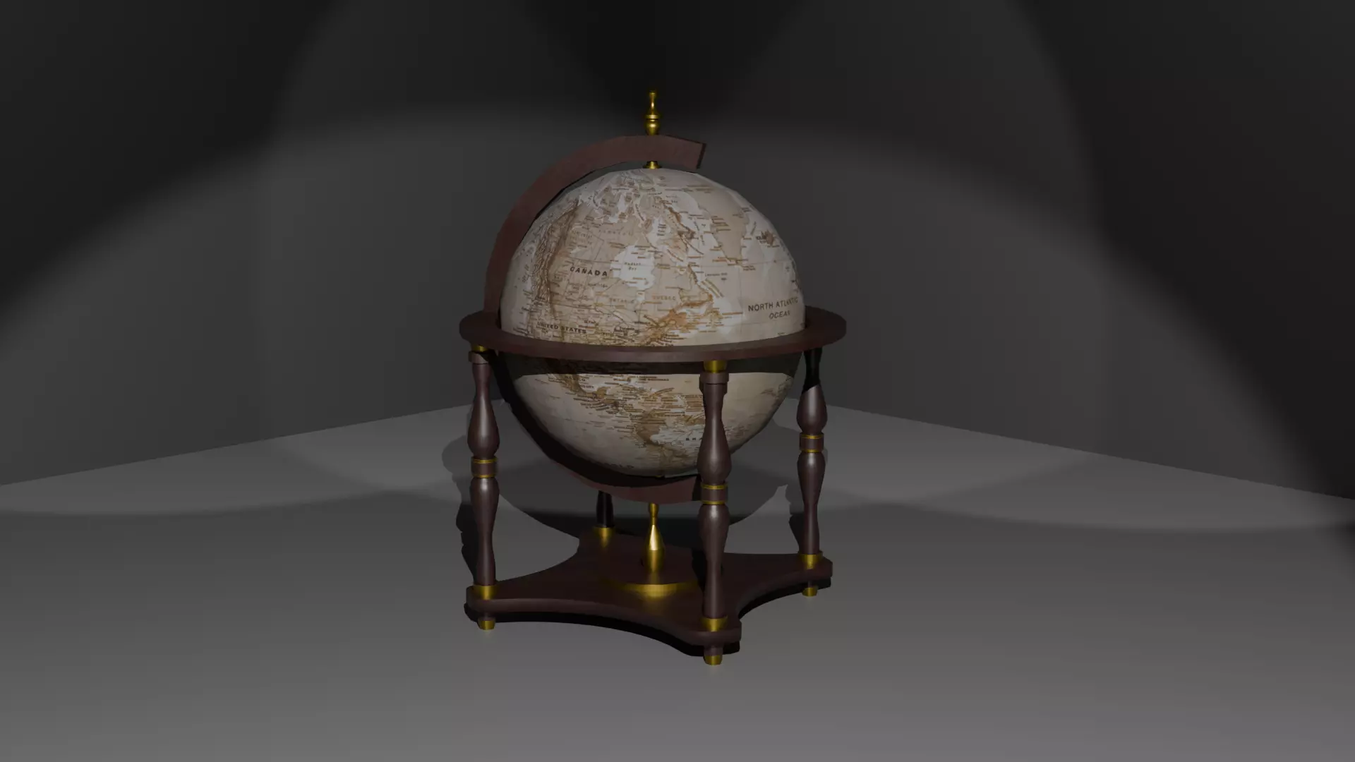 Vintage Globe Low-poly 3D model_0