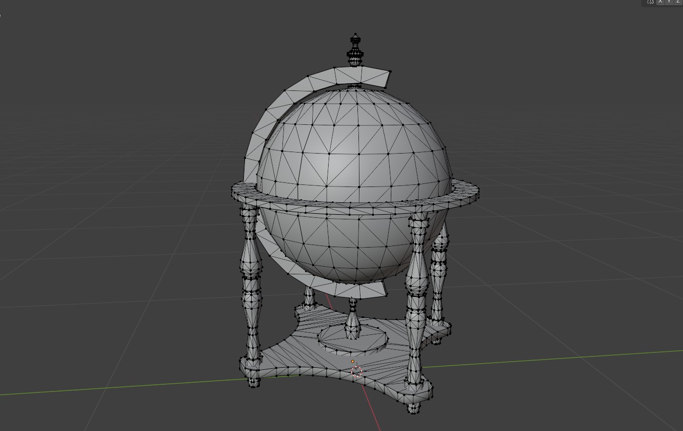 Vintage Globe Low-poly 3D model_3