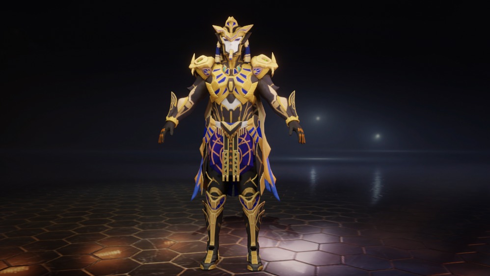 Golden Pharaoh X Suit 6 Star PSK Rigged Low-poly 3D model_3
