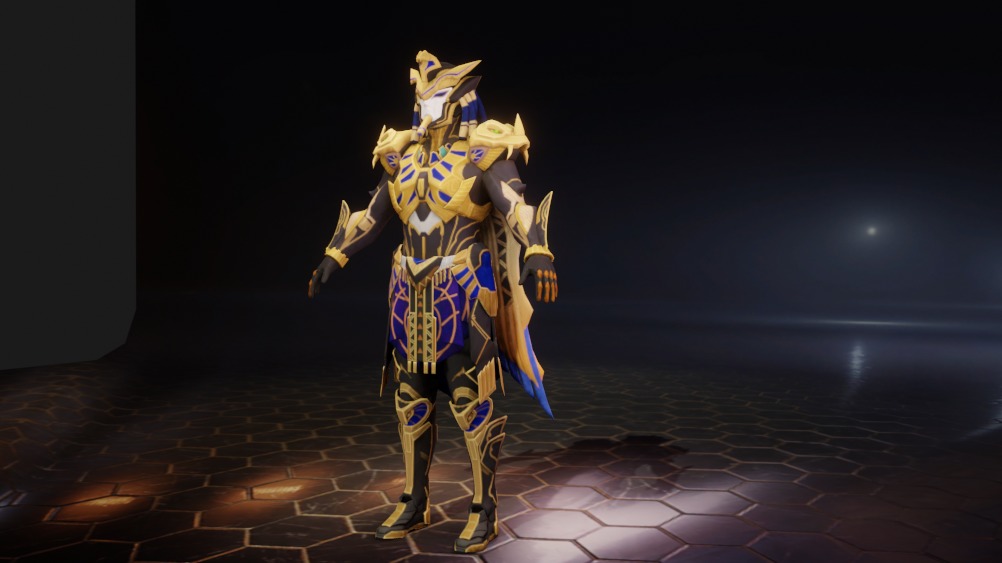 Golden Pharaoh X Suit 6 Star PSK Rigged Low-poly 3D model_4