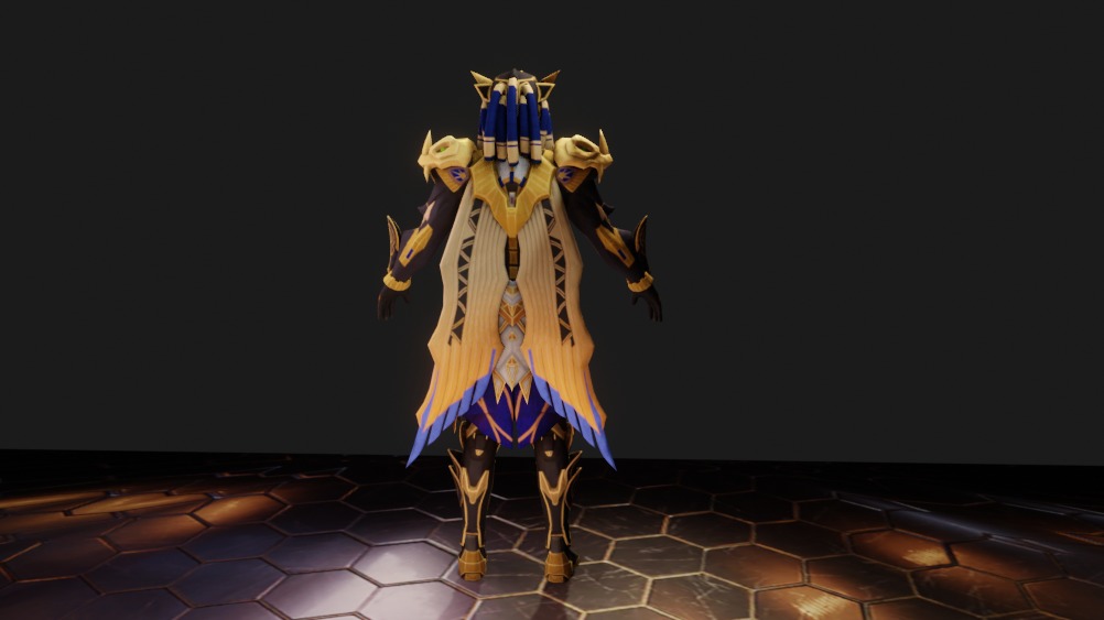 Golden Pharaoh X Suit 6 Star PSK Rigged Low-poly 3D model_6