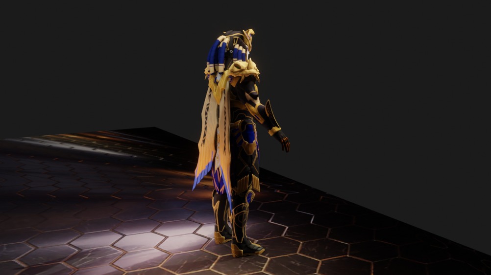 Golden Pharaoh X Suit 6 Star PSK Rigged Low-poly 3D model_7