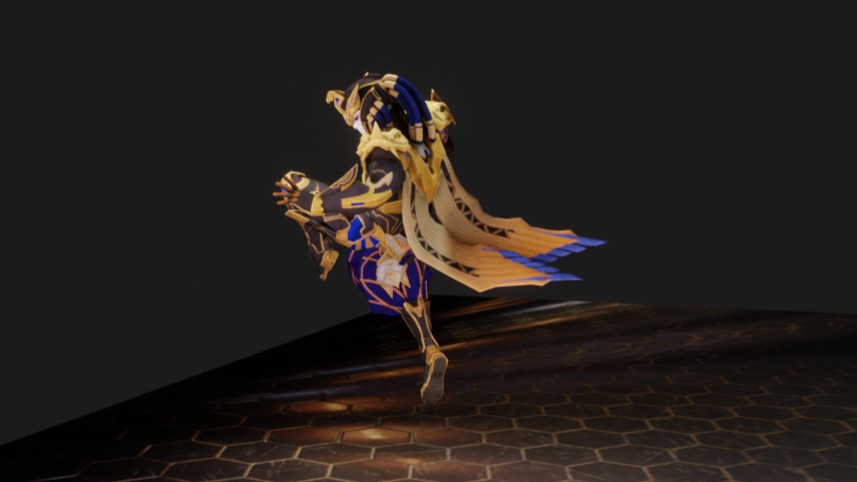 Golden Pharaoh X Suit 6 Star PSK Rigged Low-poly 3D model_12