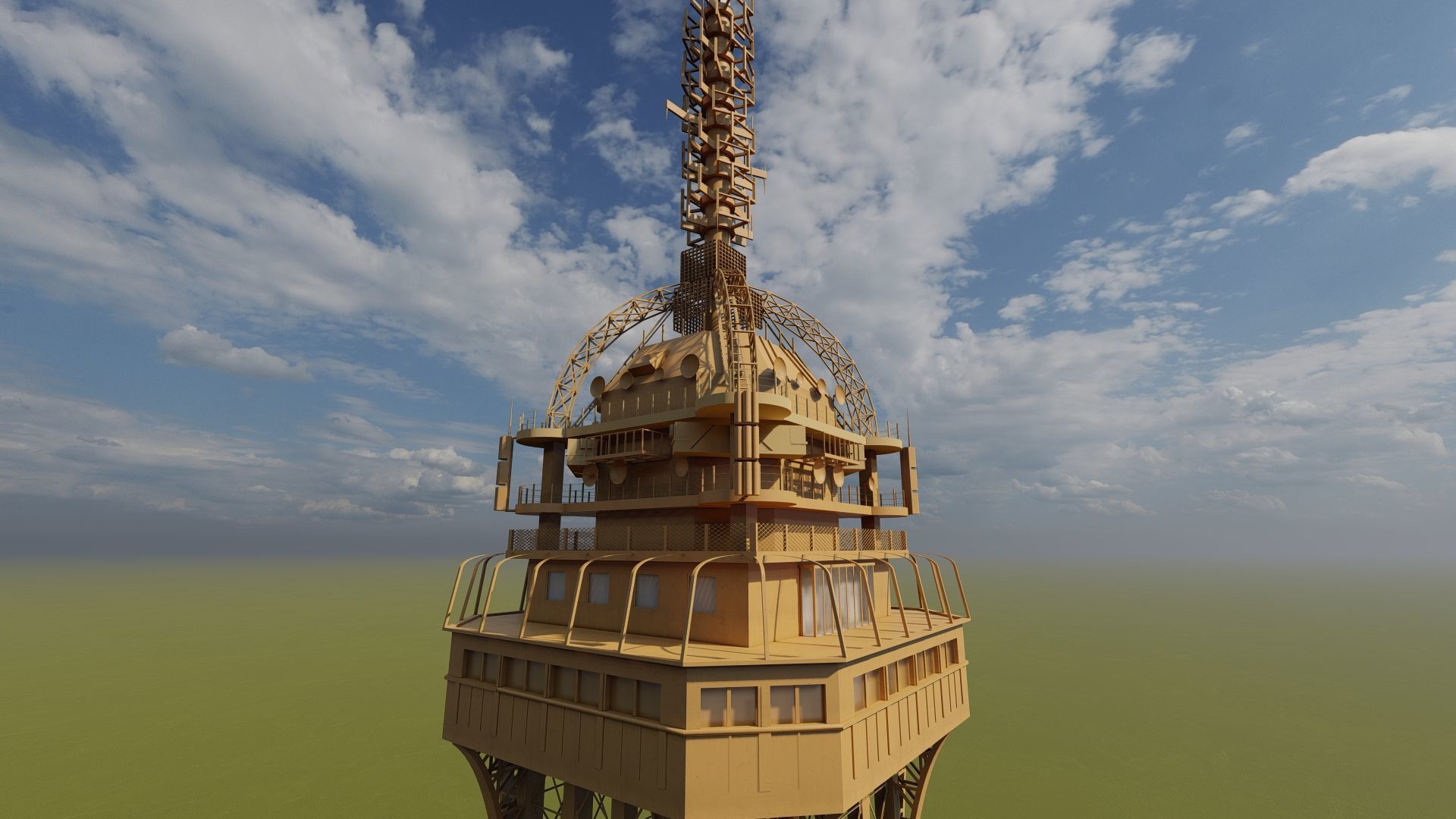 The Eiffel tower with interior 3D model_39