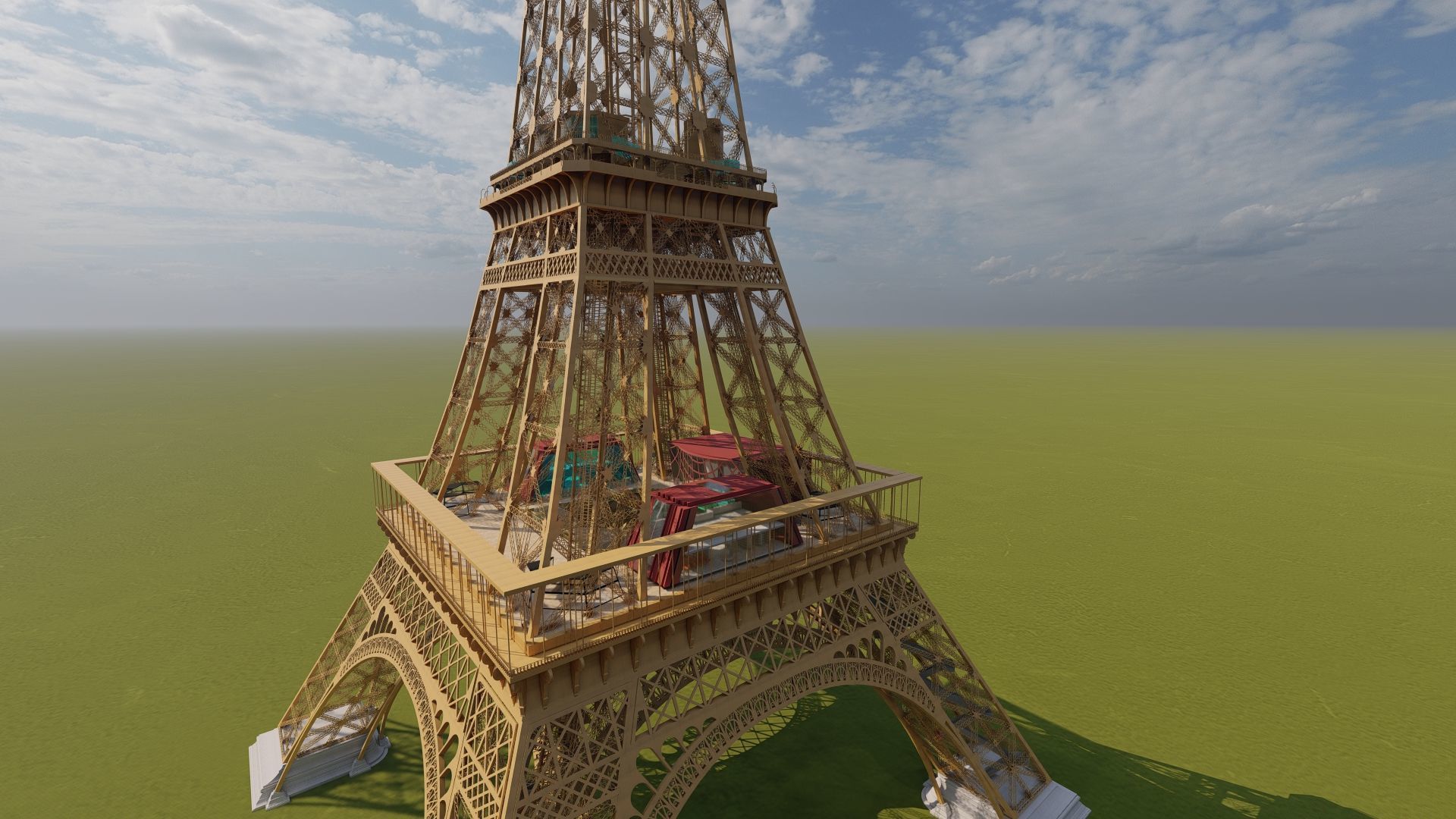 The Eiffel tower with interior 3D model_23