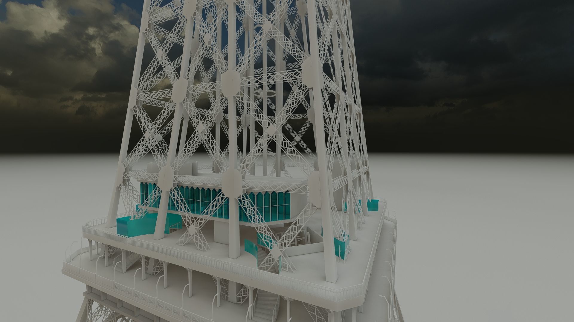 The Eiffel tower with interior 3D model_45