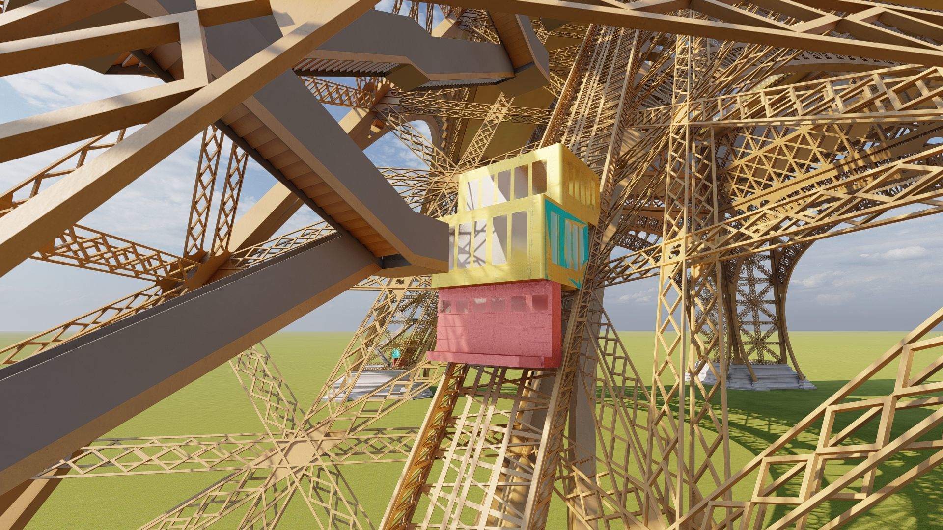The Eiffel tower with interior 3D model_28