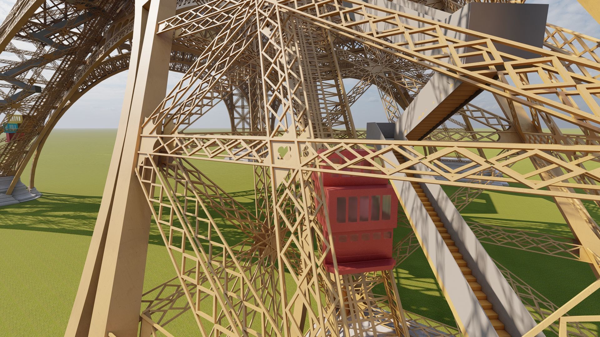 The Eiffel tower with interior 3D model_26