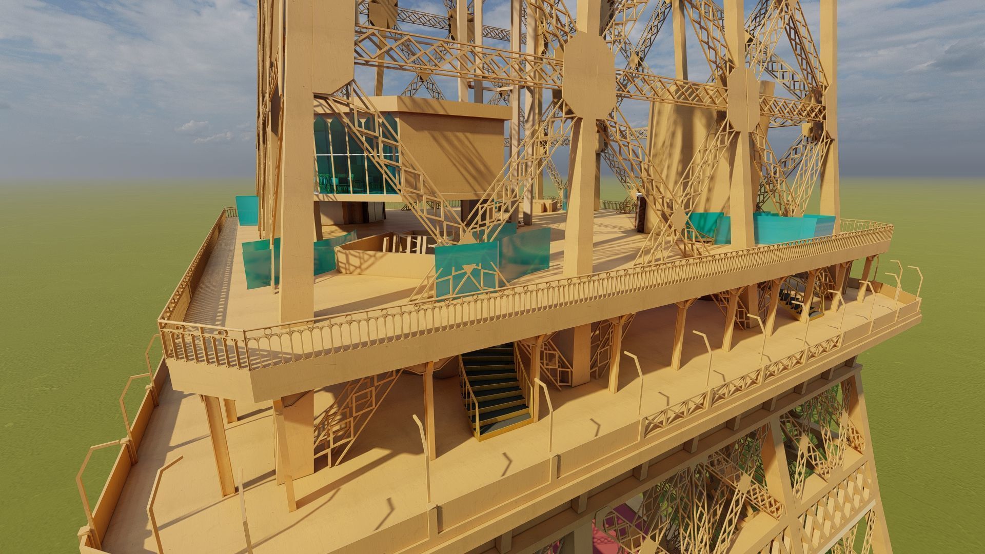 The Eiffel tower with interior 3D model_36