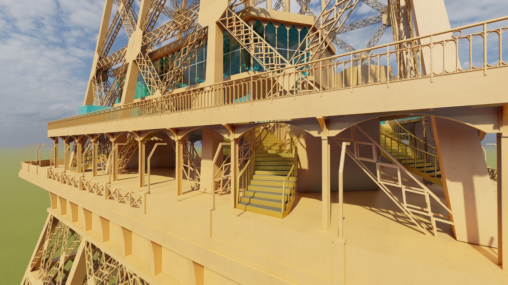 The Eiffel tower with interior 3D model_35