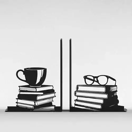 Coffee and Glasses Bookends 3D print model