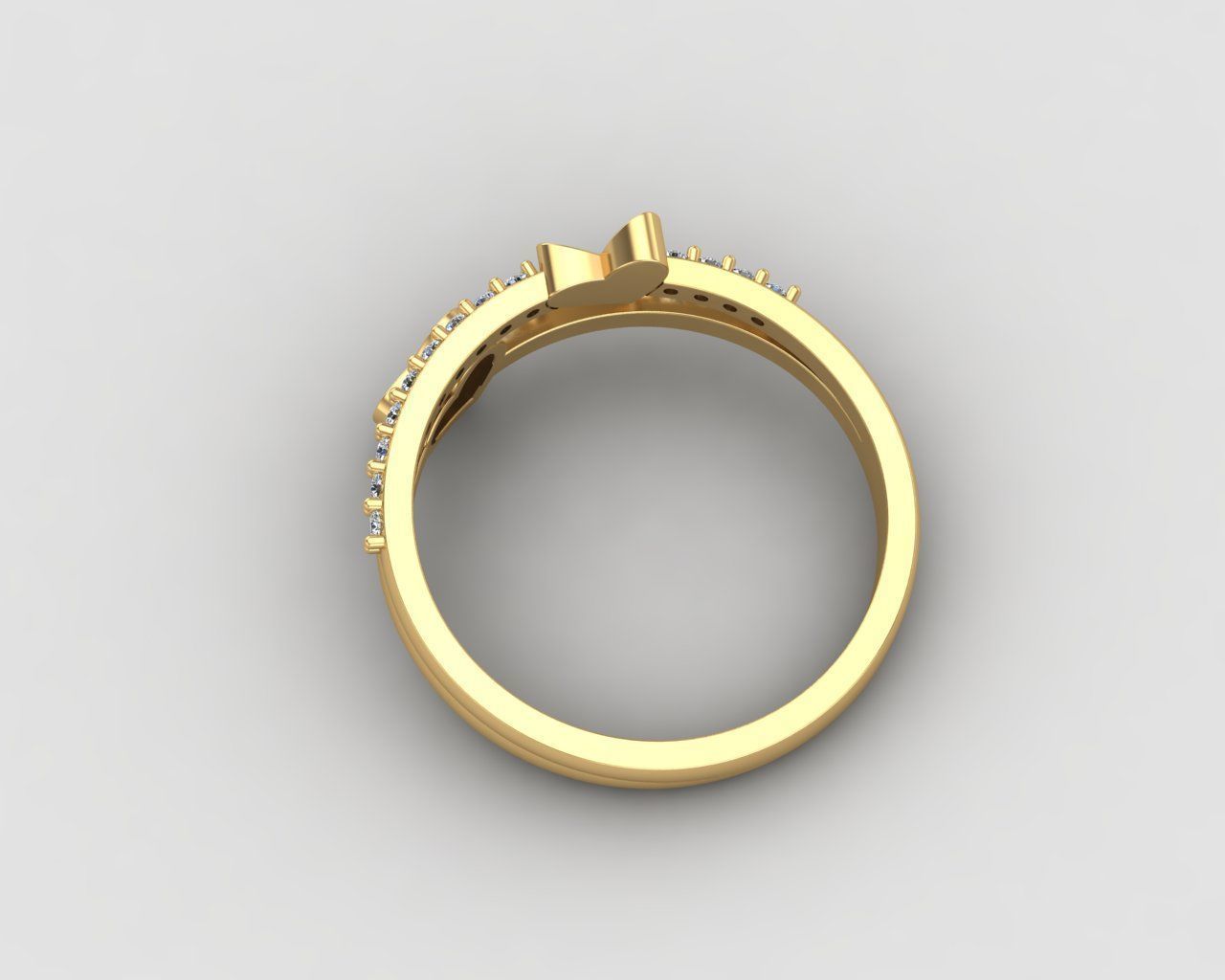 Minimal Heart diamond ring 147-MW 3D print model_29