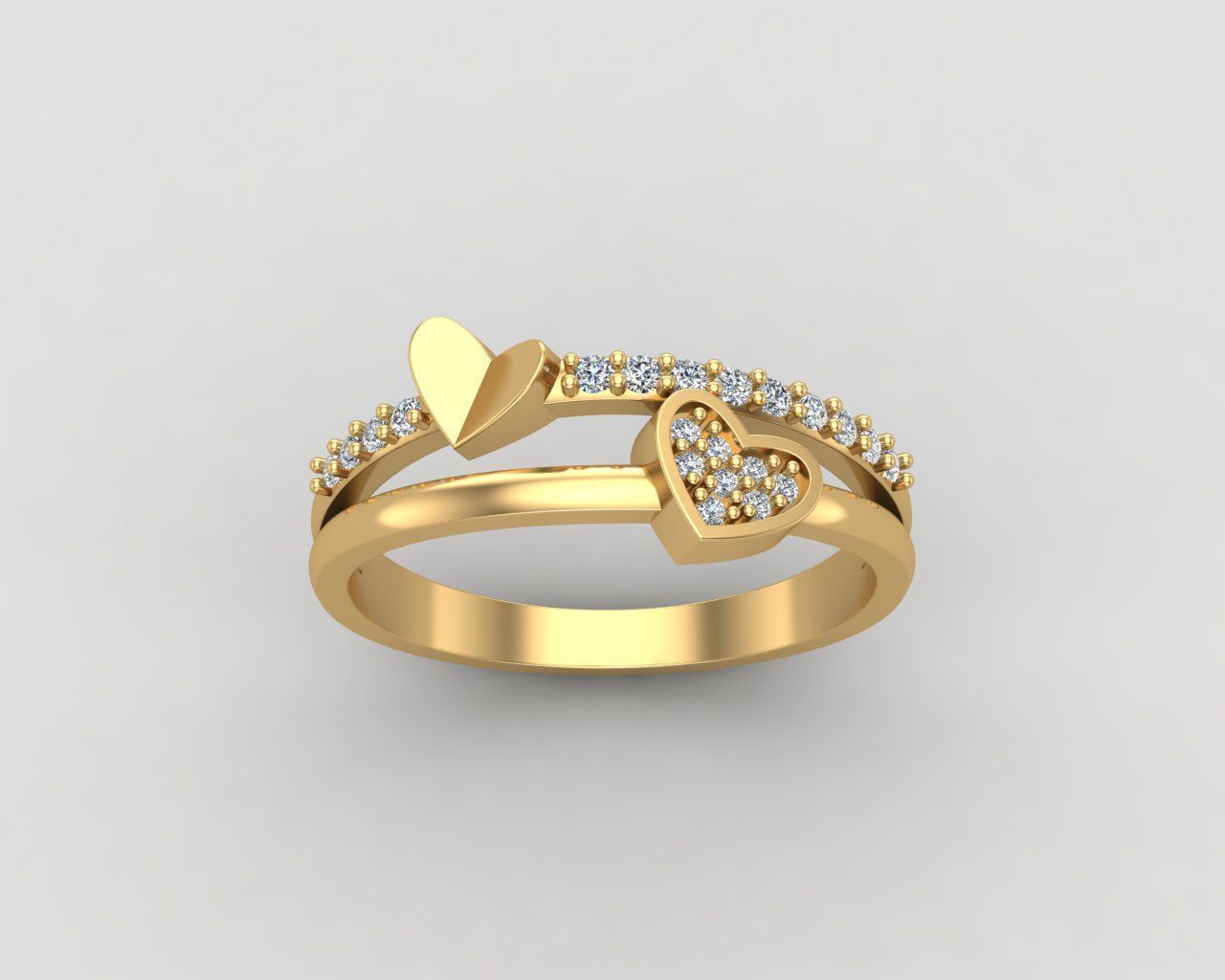 Minimal Heart diamond ring 147-MW 3D print model_25