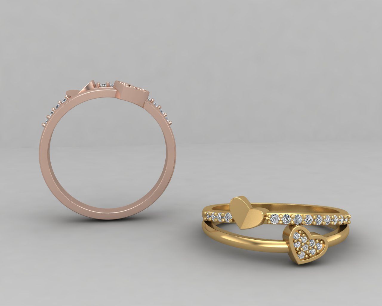 Minimal Heart diamond ring 147-MW 3D print model_1
