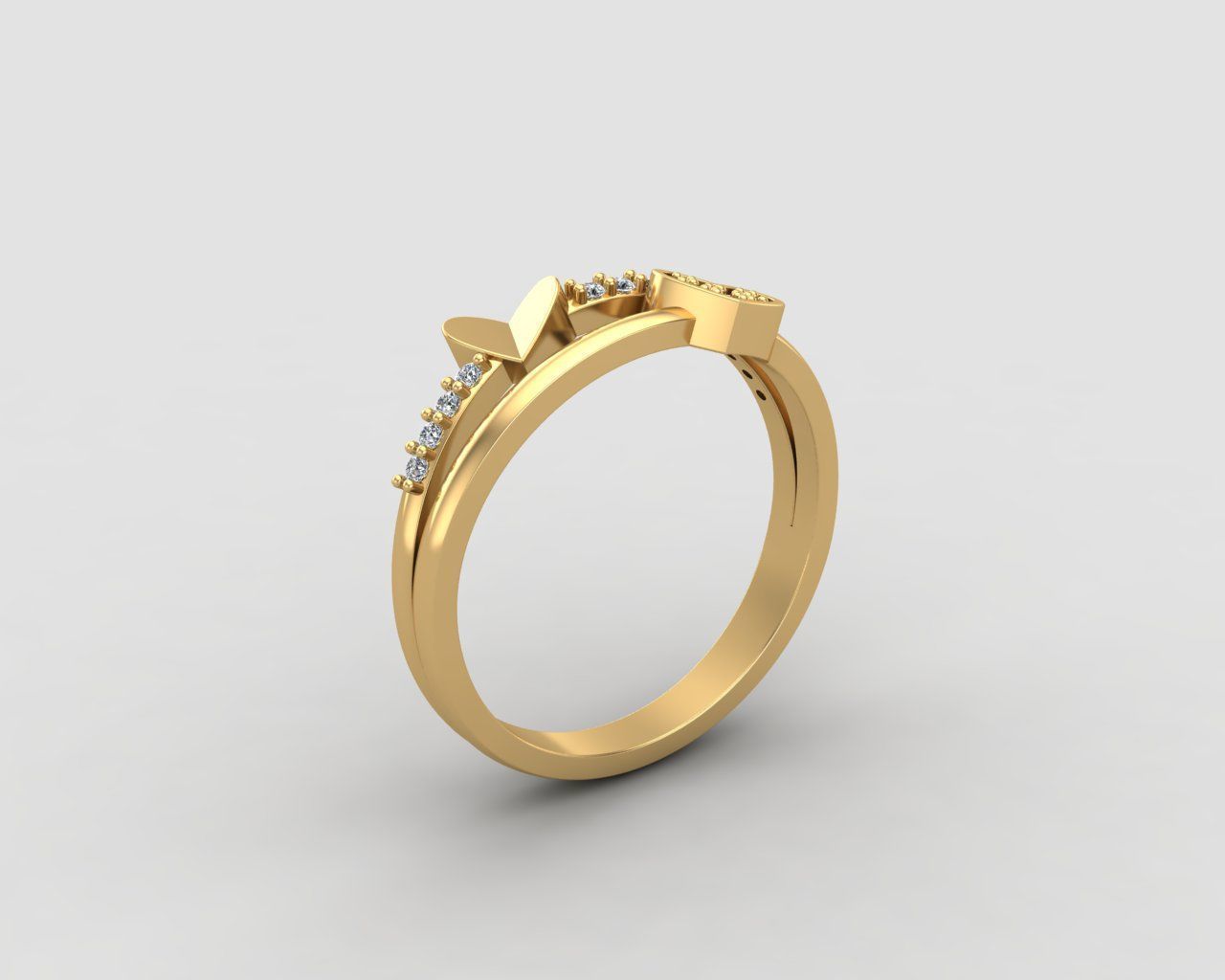 Minimal Heart diamond ring 147-MW 3D print model_23