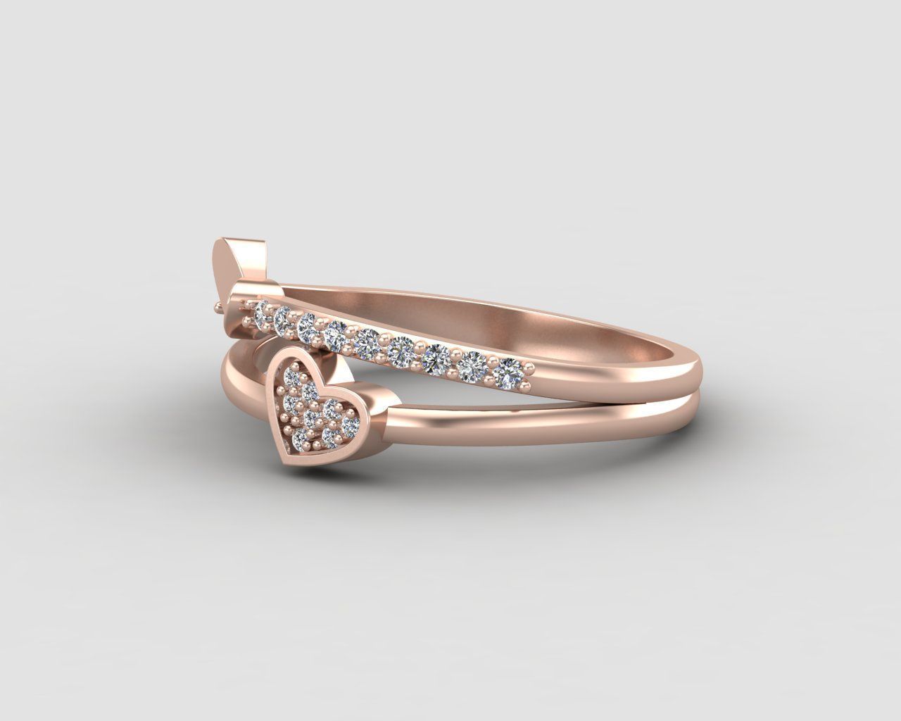 Minimal Heart diamond ring 147-MW 3D print model_7