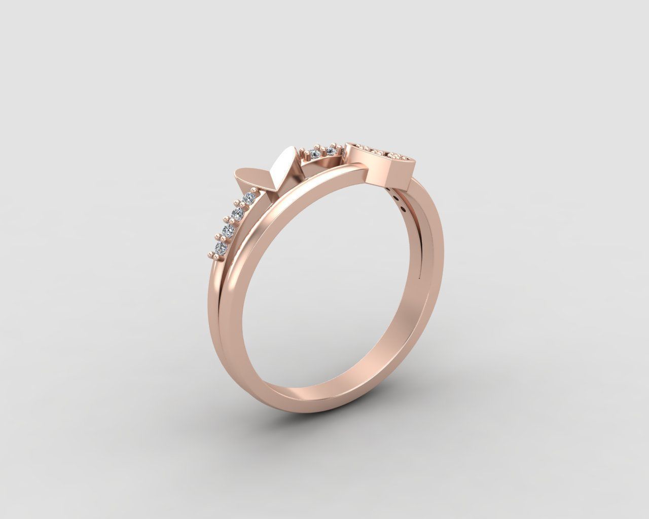 Minimal Heart diamond ring 147-MW 3D print model_4