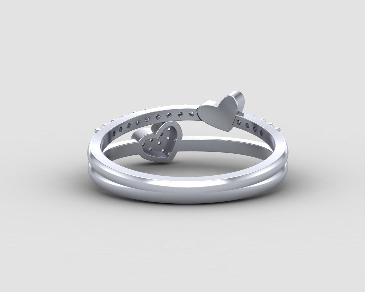 Minimal Heart diamond ring 147-MW 3D print model_20