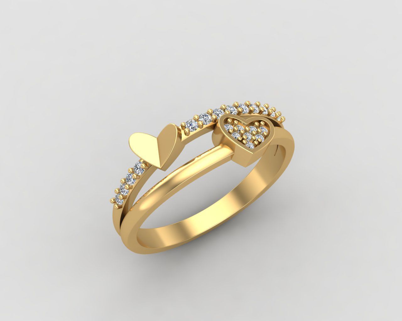 Minimal Heart diamond ring 147-MW 3D print model_24