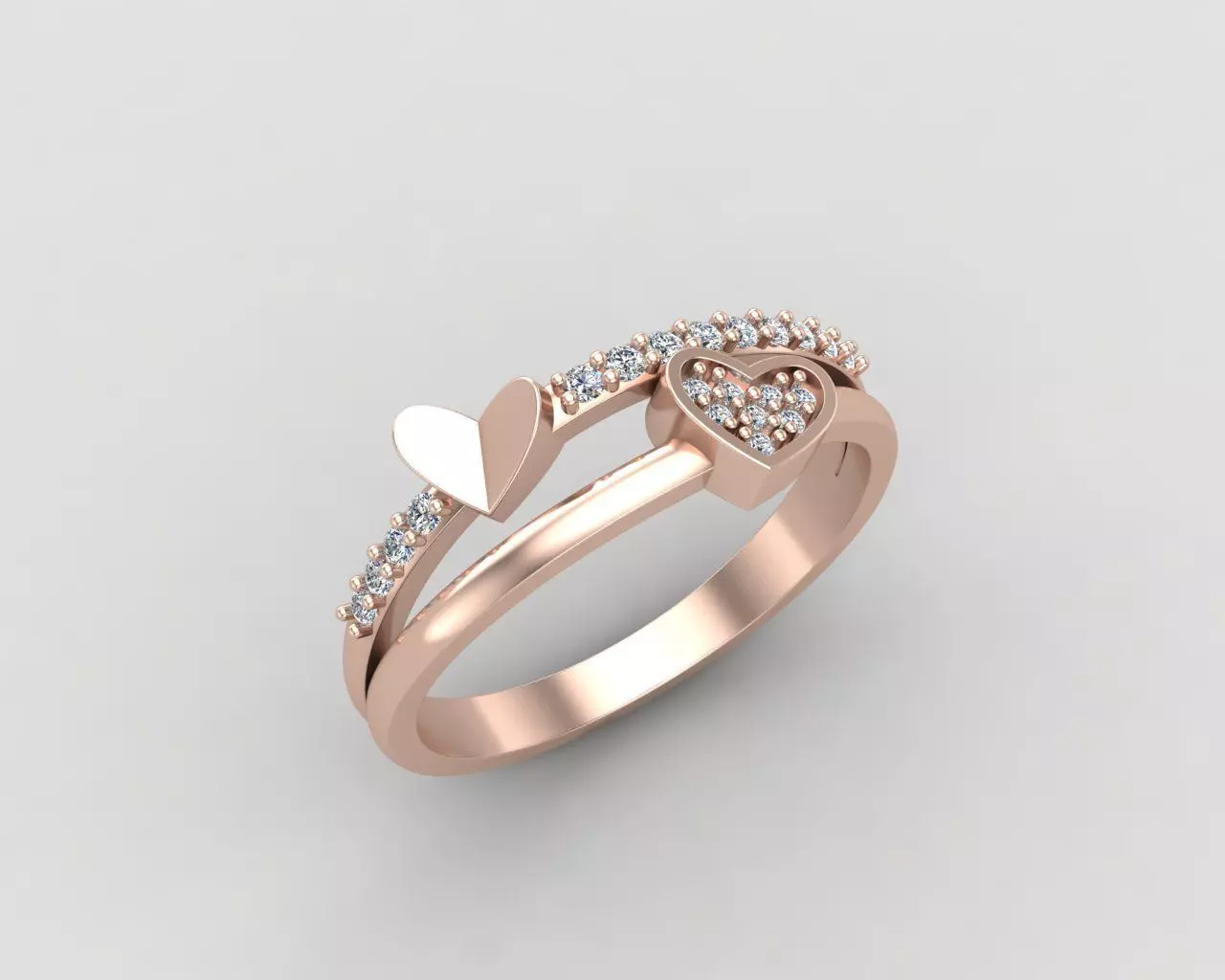 Minimal Heart diamond ring 147-MW 3D print model_0