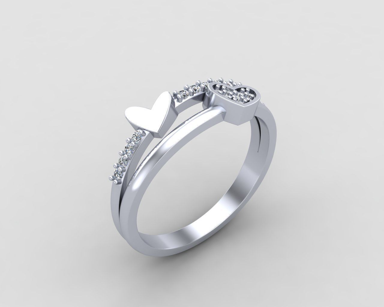 Minimal Heart diamond ring 147-MW 3D print model_14