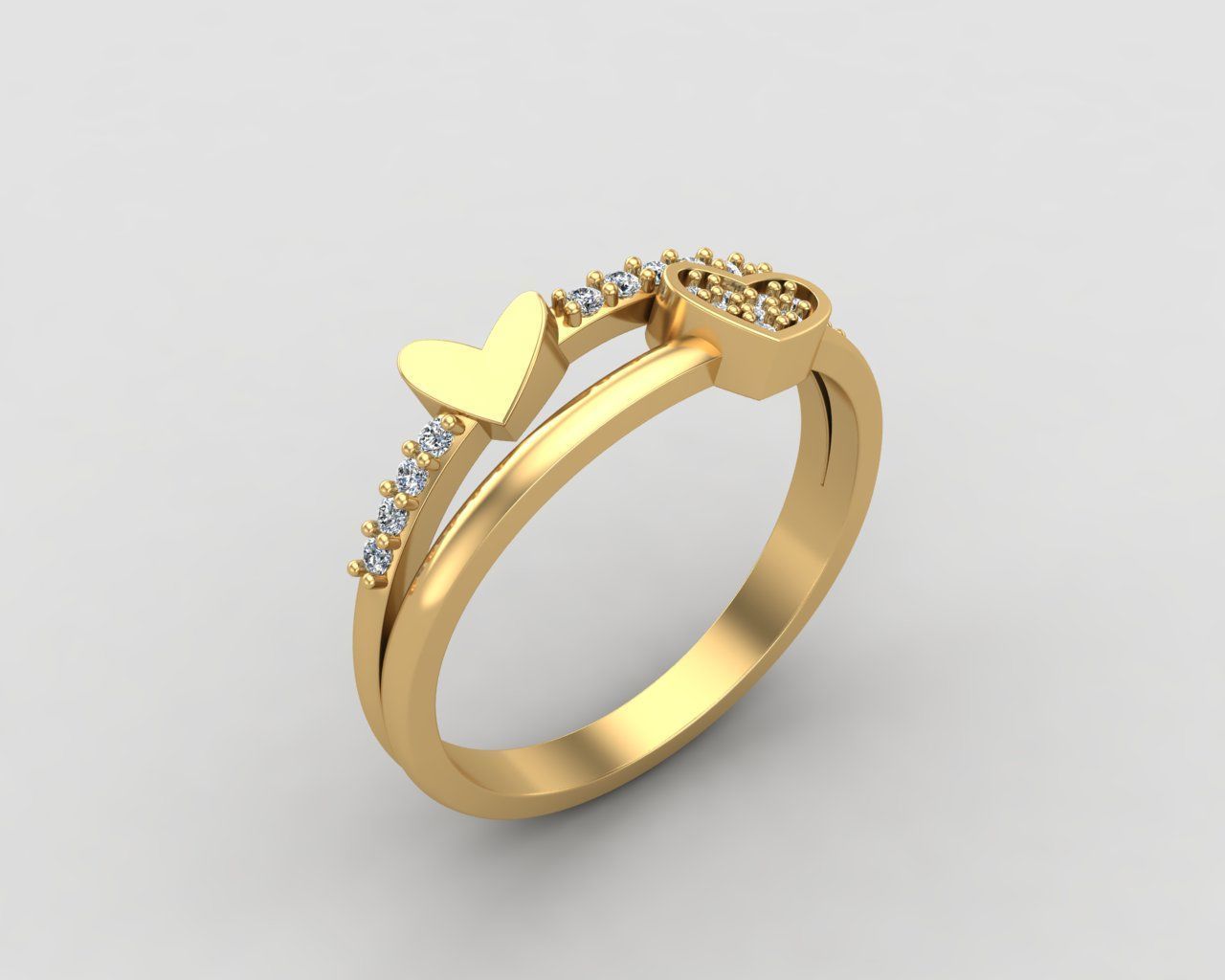 Minimal Heart diamond ring 147-MW 3D print model_22
