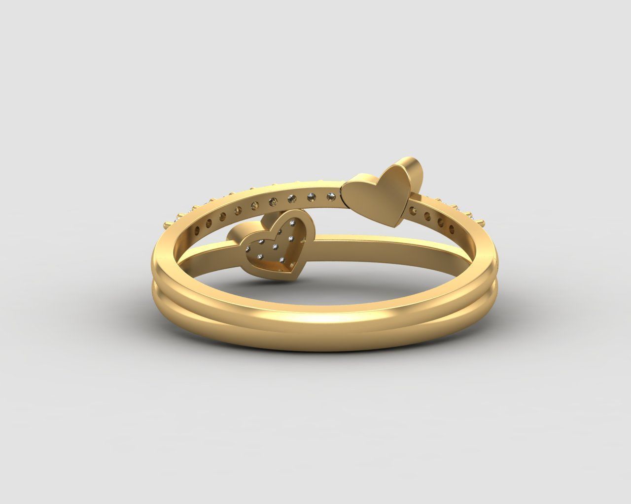 Minimal Heart diamond ring 147-MW 3D print model_28