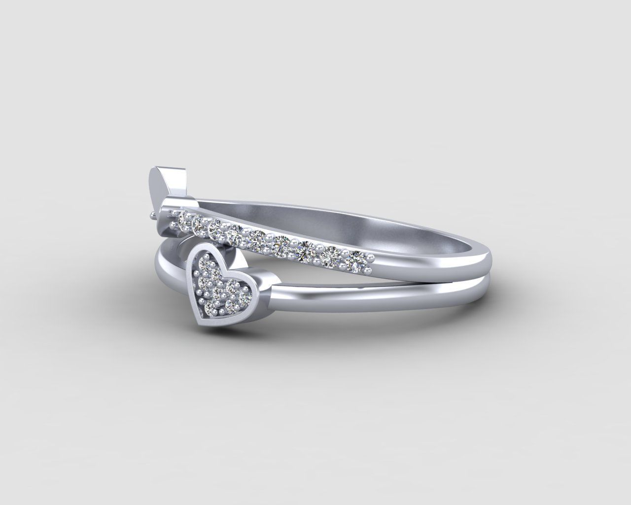 Minimal Heart diamond ring 147-MW 3D print model_19