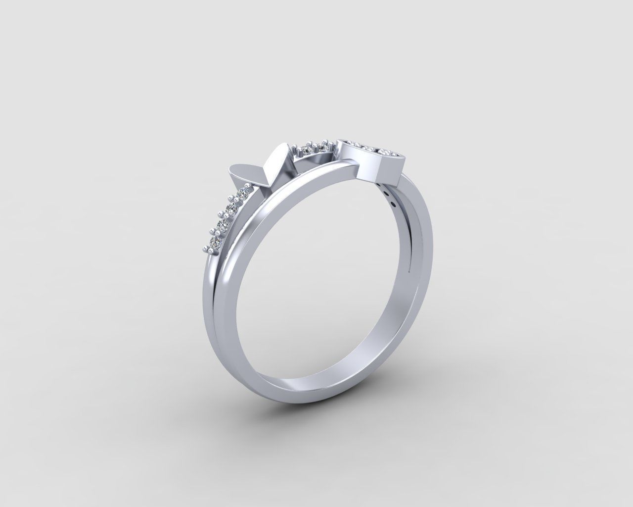 Minimal Heart diamond ring 147-MW 3D print model_15