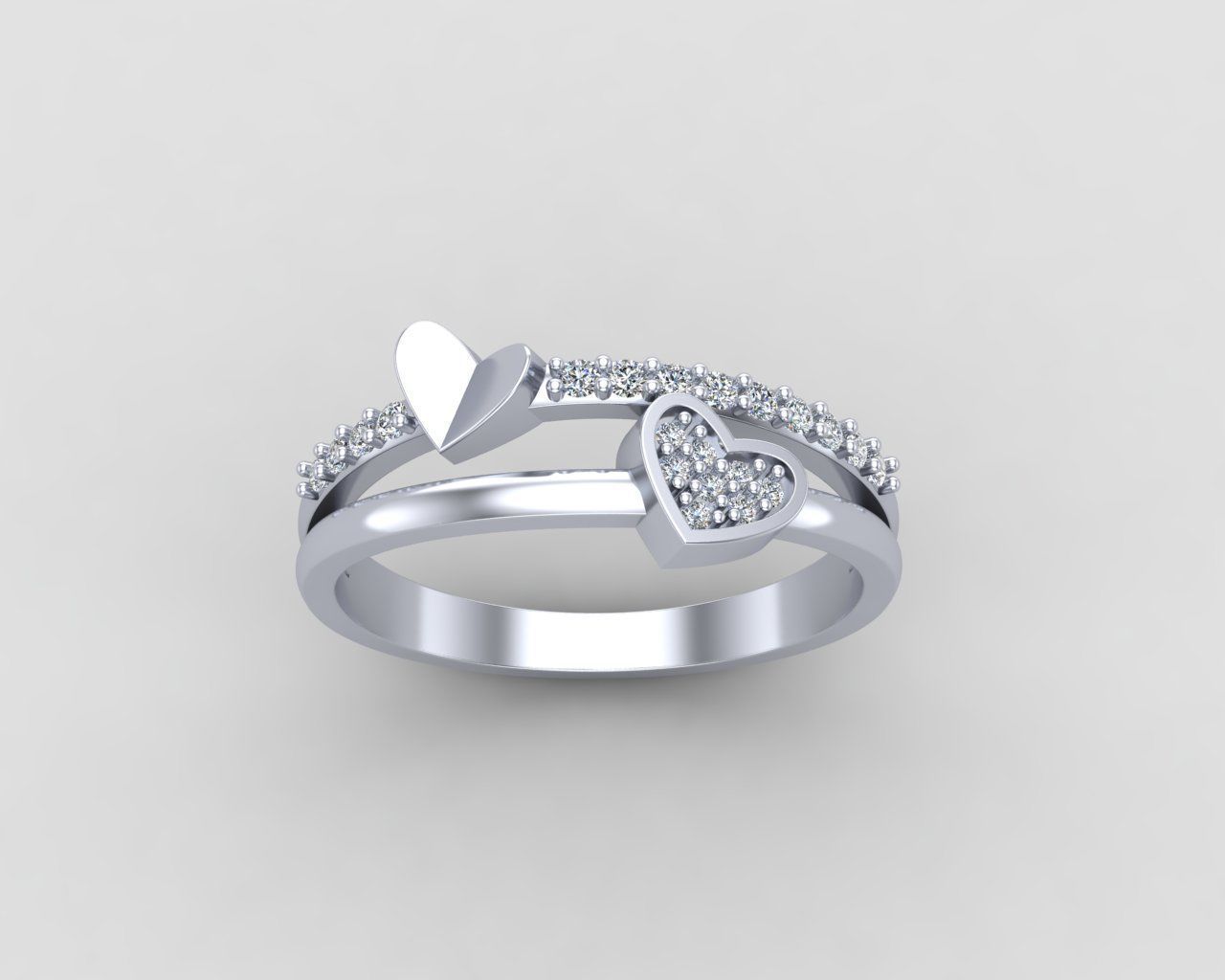 Minimal Heart diamond ring 147-MW 3D print model_17