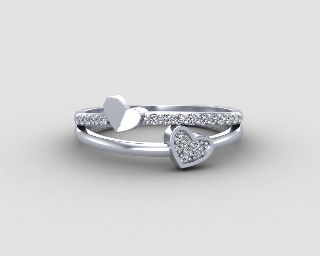 Minimal Heart diamond ring 147-MW 3D print model_18